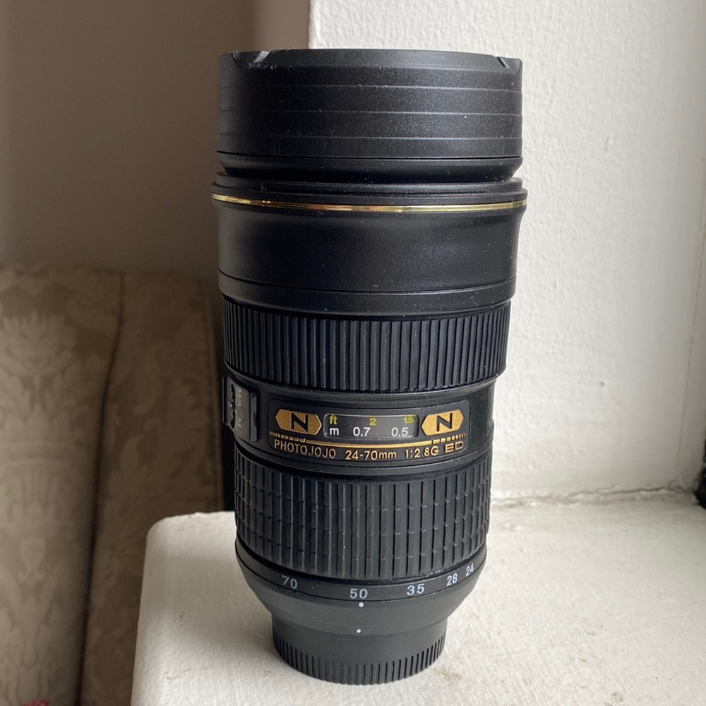 Camera Lens 12 oz Insulated Travel Mug/ Thermos ☕️ 📸